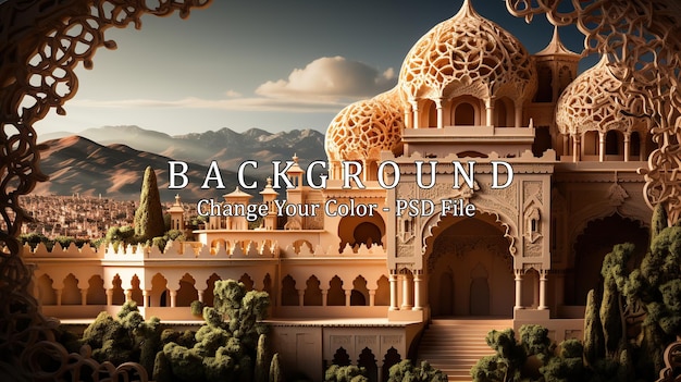 Free PSD panoramic view of islamic architecture