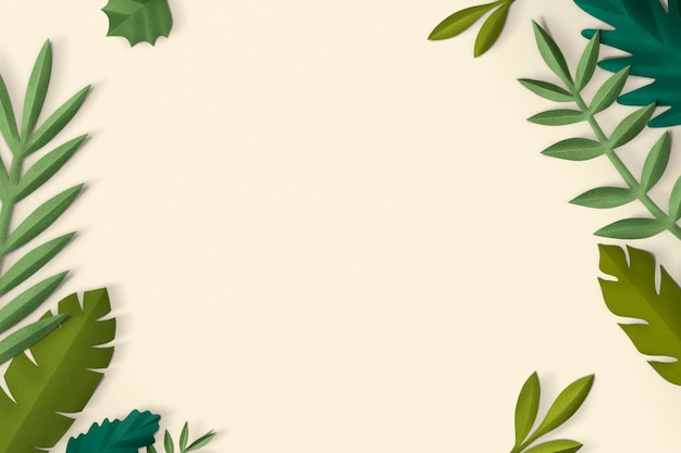 Free PSD paper craft leaf frame psd in spring tone