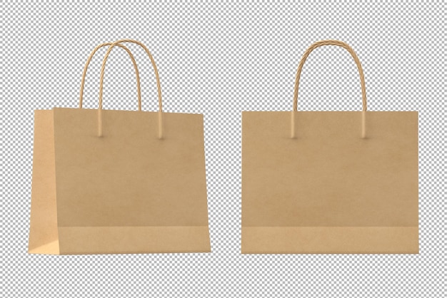 Free PSD paper shopping bag mockup on transparent background