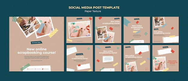 Free PSD paper texture instagram post design template