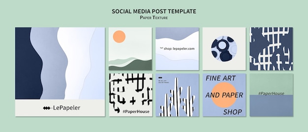 Paper texture instagram posts design template