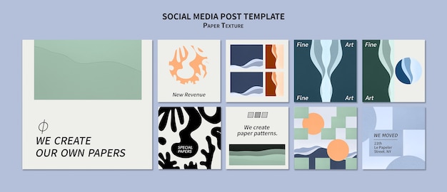 Paper texture instagram posts design template