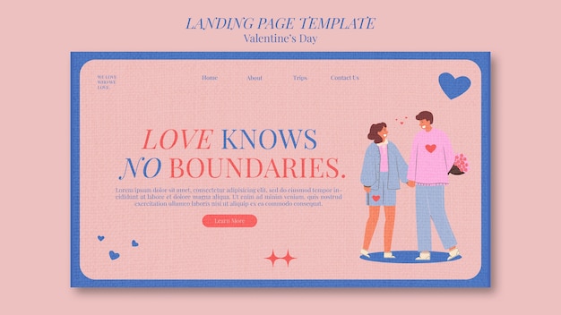 Free PSD paper texture valentines day landing page template