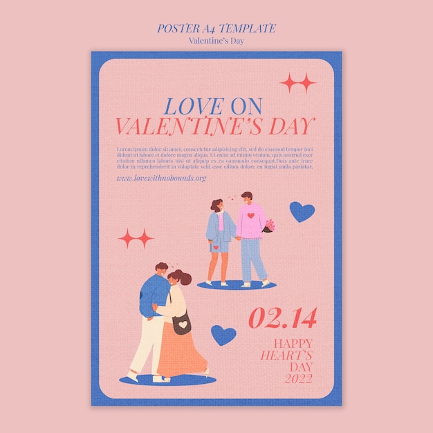 Free PSD paper texture valentines day vertical poster template