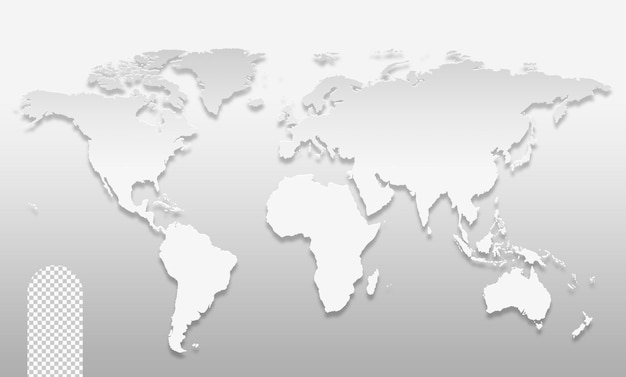 Free PSD papercut white world map