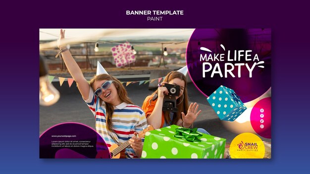 Party celebration horizontal banner template