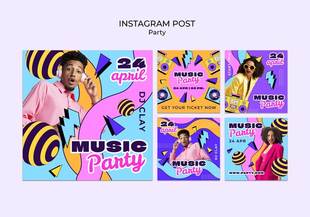 Party celebration instagram posts template