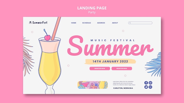 Free PSD party celebration landing page template