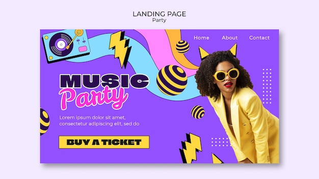 Free PSD party celebration landing page template