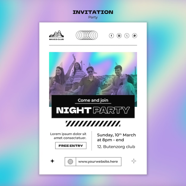 Free PSD party entertainment invitation template