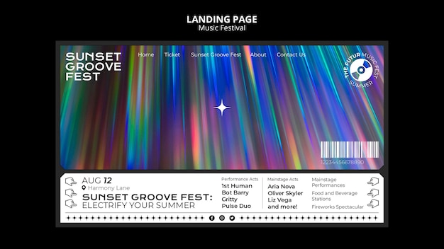 Free PSD party entertainment landing page template