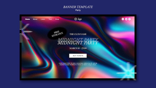 Free PSD party entertainment landing page