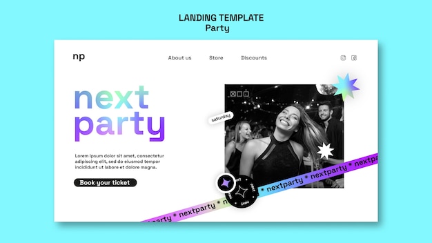 Free PSD party entertainment landing page