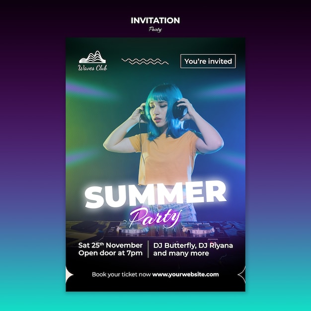 Free PSD party event invitation template