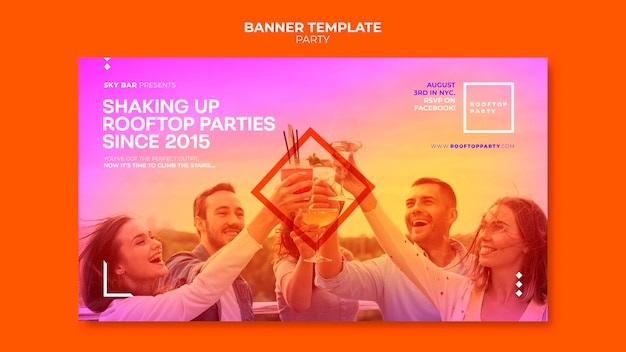 Free PSD party horizontal banner template