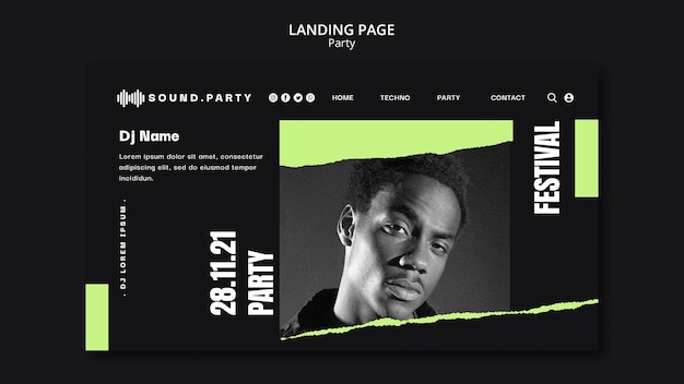 Free PSD party landing page template design