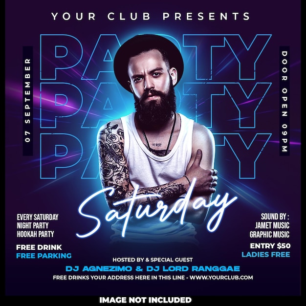 Free PSD party night social media post template design