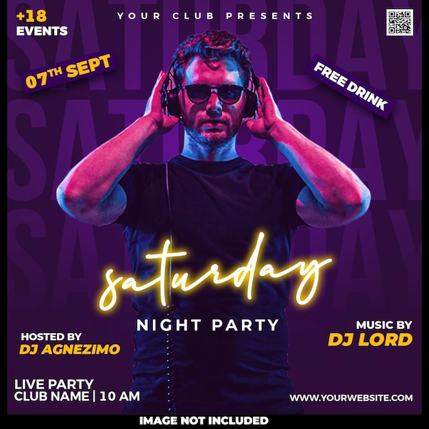 Free PSD party night social media post template