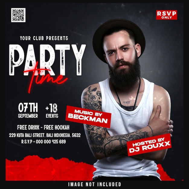 Free PSD party night social media template design