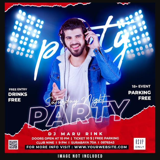 party night social media template design