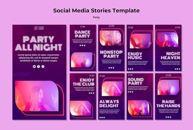 Party social media stories template