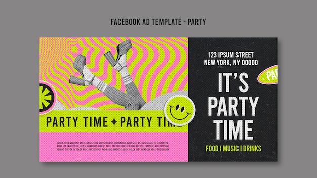 Free PSD party time facebook template