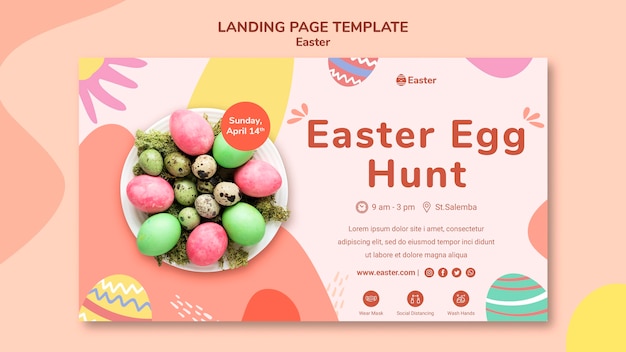 Free PSD pastel easter day landing page template