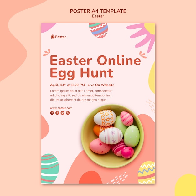 Pastel easter day poster template