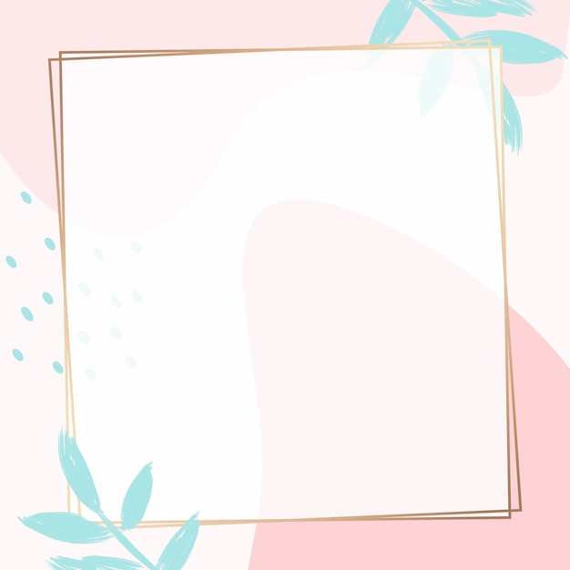 Free PSD pastel pink memphis frame psd with leaves