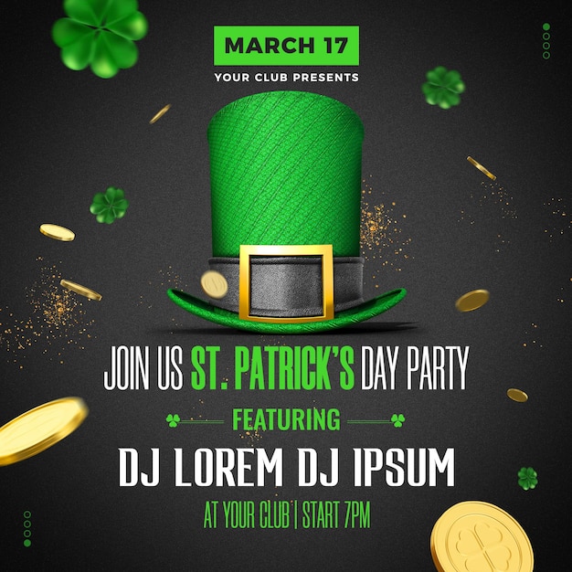 Free PSD patricks day instagram feed template for events