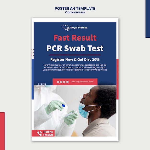 Free PSD pcr swab test  poster template