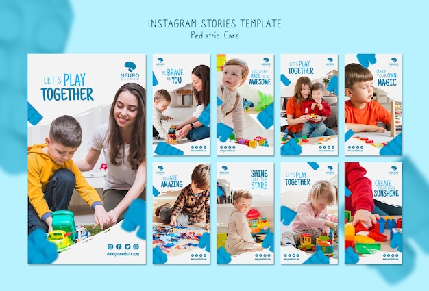 Free PSD pediatric care concept instagram stories