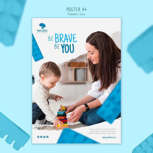 Free PSD pediatric care concept poster style