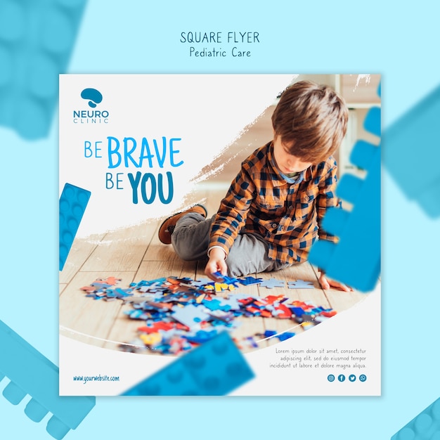 Free PSD pediatric care square flyer template