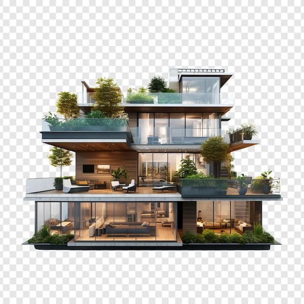 Free PSD penthouse house isolated on transparent background