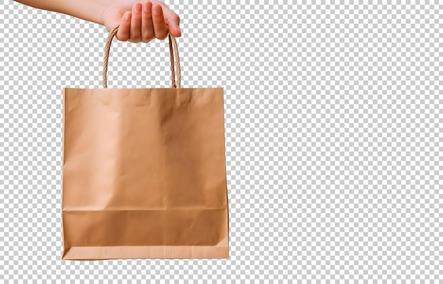 Free PSD people hand holding brown paper bag isolated on background