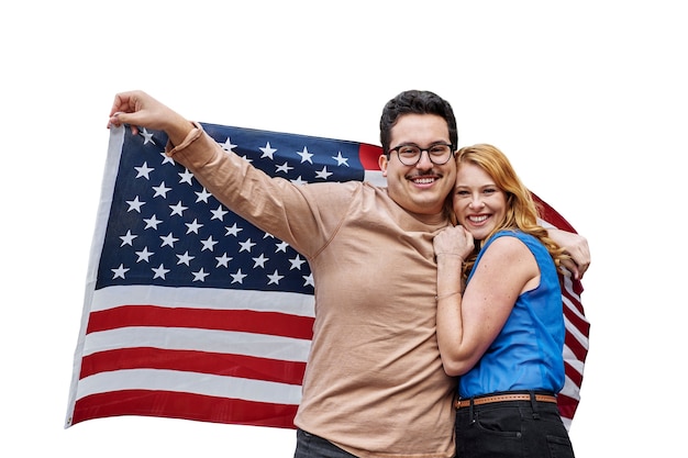 Free PSD person with american flag isolated