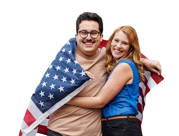 Free PSD person with american flag isolated