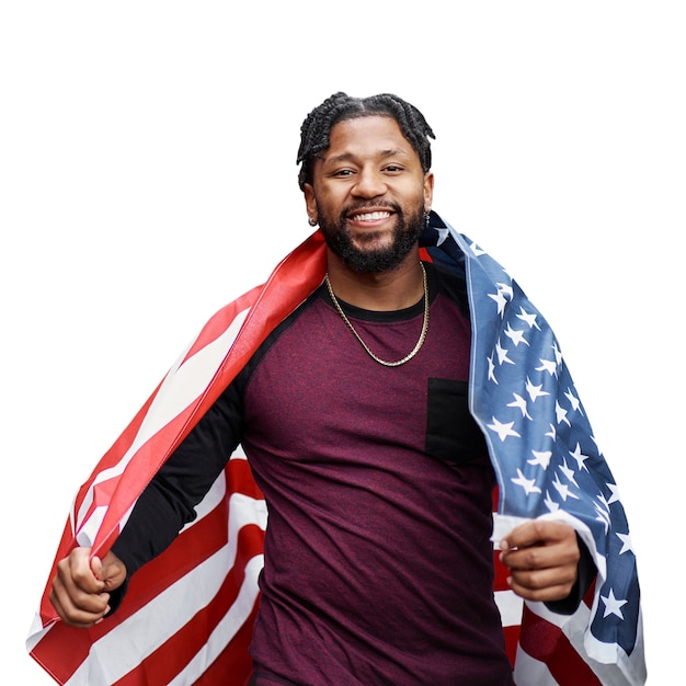 Free PSD person with american flag isolated