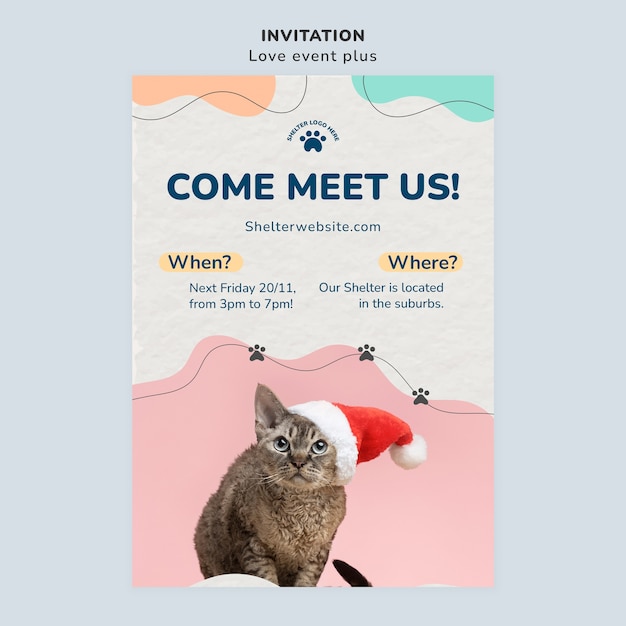 Free PSD pet adoption invitation template