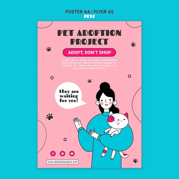 Free PSD pet adoption print template