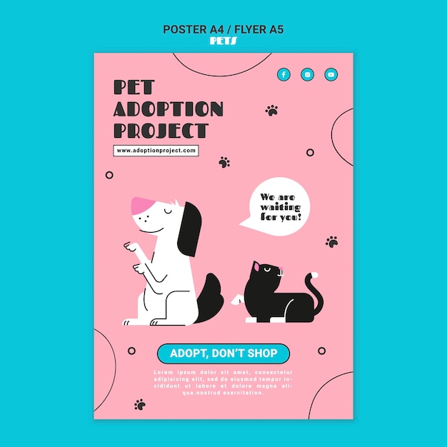 Free PSD pet adoption print template