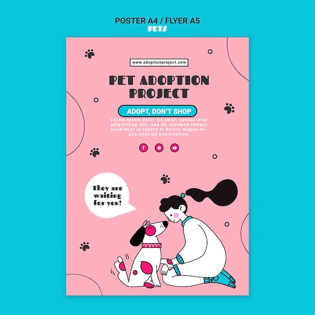 Free PSD pet adoption print template