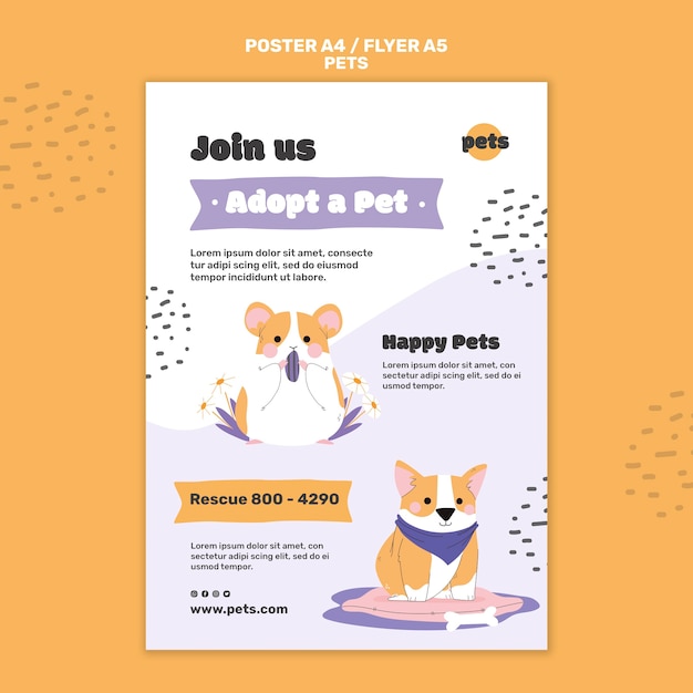 Free PSD pet adoption print template