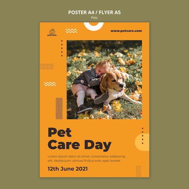 Free PSD pet care day poster template