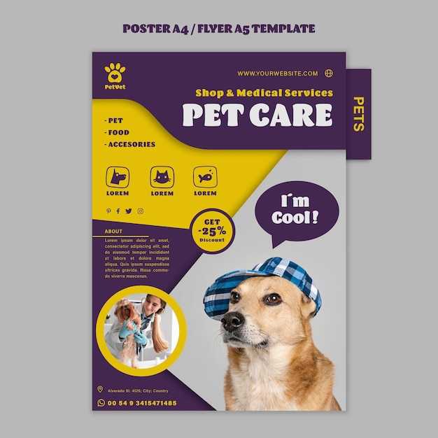 Pet care flyer template