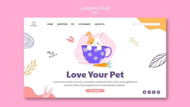 Free PSD pet love landing page template