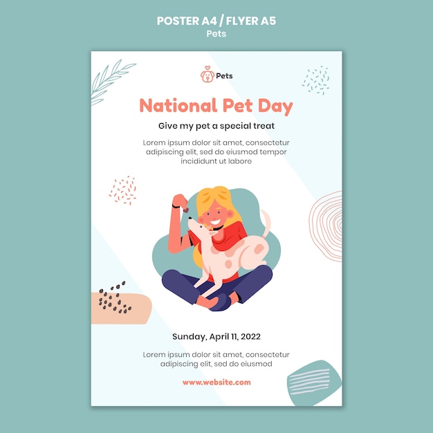 Free PSD pet poster and flyer template design