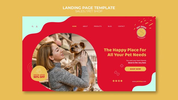 Free PSD pet shop discount landing page