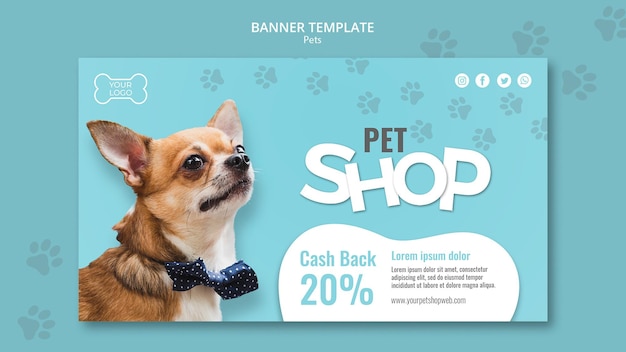 Pet shop horizontal banner template